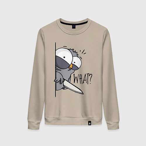 Женский свитшот Серый филин с ножом / Миндальный – фото 1