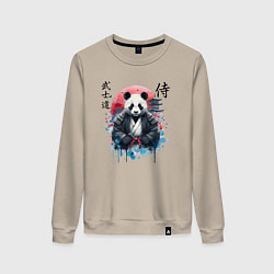 Свитшот хлопковый женский Panda - bushido samurai code, цвет: миндальный