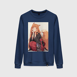 Свитшот хлопковый женский Волчица и пряности Холо торговец, цвет: тёмно-синий