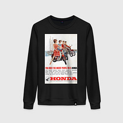 Свитшот хлопковый женский Honda мотоцикл, цвет: черный