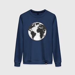 Свитшот хлопковый женский Planet earth, цвет: тёмно-синий