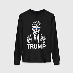 Свитшот хлопковый женский Трамп наш, цвет: черный