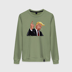 Свитшот хлопковый женский Речь Трампа, цвет: авокадо