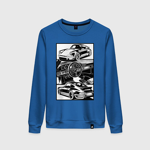 Женский свитшот Porsche автомобиль классический / Синий – фото 1