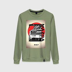 Свитшот хлопковый женский Mazda rx-7 автомобиль гоночный jdm, цвет: авокадо