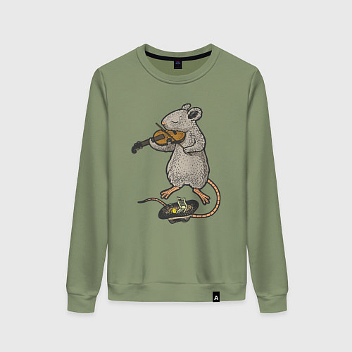 Женский свитшот Мышонок скрипач / Авокадо – фото 1