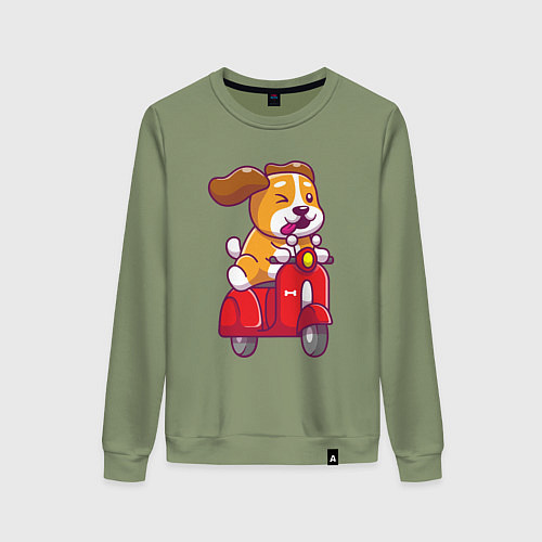 Женский свитшот Пёсик на мотороллере / Авокадо – фото 1