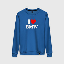 Свитшот хлопковый женский I love my BMW, цвет: синий