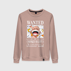 Свитшот хлопковый женский Monkey D Luffy - wanted, цвет: пыльно-розовый