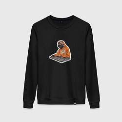 Свитшот хлопковый женский Диджей спейс, цвет: черный