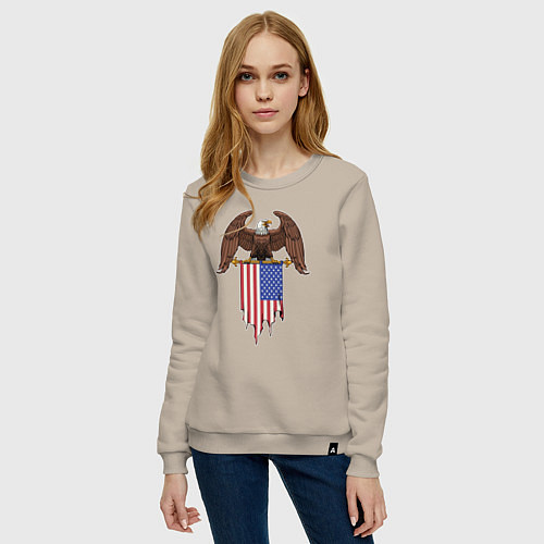 Женский свитшот Орёл с американским флагом / Миндальный – фото 3