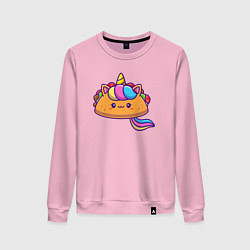 Свитшот хлопковый женский Тако единорог милый, цвет: светло-розовый