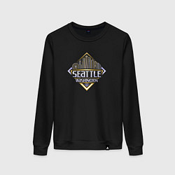 Свитшот хлопковый женский Seattle Washington, цвет: черный