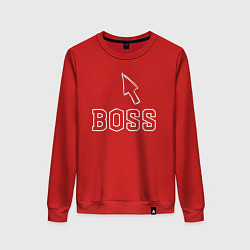 Свитшот хлопковый женский Босс, цвет: красный
