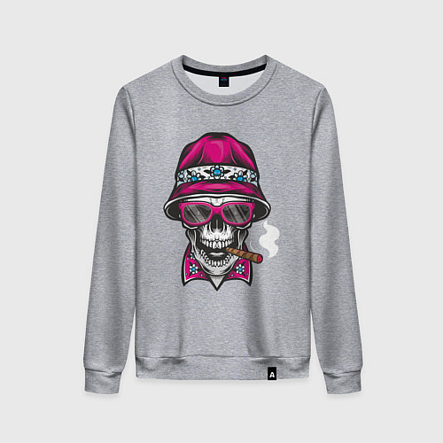 Женский свитшот Череп в панаме / Меланж – фото 1