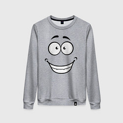 Свитшот хлопковый женский Счастливая улыбка крупно, цвет: меланж