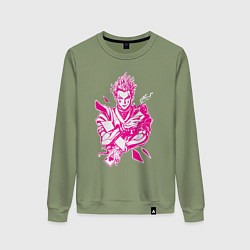 Свитшот хлопковый женский Hunter x Hunter Хисока розовый, цвет: авокадо