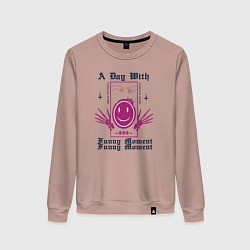 Свитшот хлопковый женский A Day with Funny Moment Streetwear, цвет: пыльно-розовый