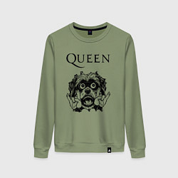 Свитшот хлопковый женский Queen - rock dog, цвет: авокадо