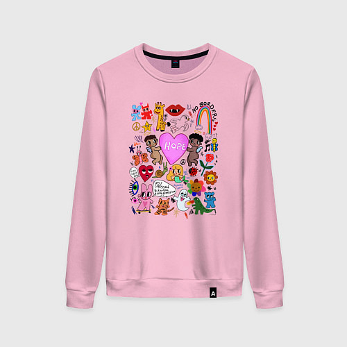 Женский свитшот Y2K hope heart - cartoon pop art childrens drawing / Светло-розовый – фото 1