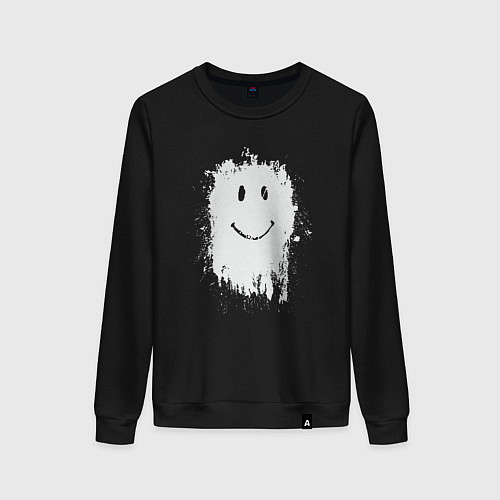 Женский свитшот Стекающий смайлик / Черный – фото 1