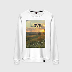 Свитшот хлопковый женский Love поле солнечный луг, цвет: белый
