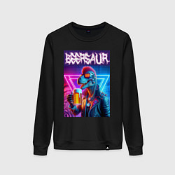 Свитшот хлопковый женский Cyber beersaur - neon glow, цвет: черный