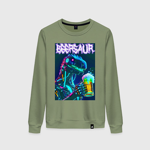 Женский свитшот Neon cyber beersaur - neon glow fantasy / Авокадо – фото 1