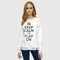 Свитшот хлопковый женский Keep Calm & Flap On, цвет: белый — фото 2