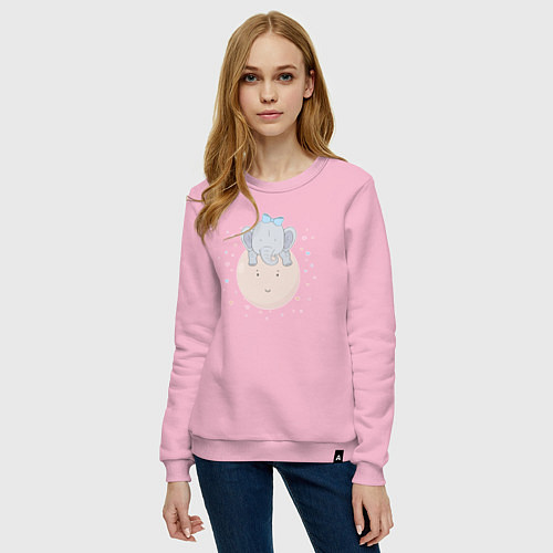 Женский свитшот Elephant on the moon / Светло-розовый – фото 3