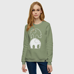 Свитшот хлопковый женский Два слона, цвет: авокадо — фото 2