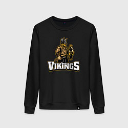 Свитшот хлопковый женский Vikings team, цвет: черный