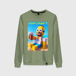 Свитшот хлопковый женский Minecraft and Simpsons collaboration - ai art, цвет: авокадо