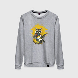 Свитшот хлопковый женский Енот рокер, цвет: меланж
