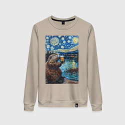 Свитшот хлопковый женский Бобр курва польский, цвет: миндальный