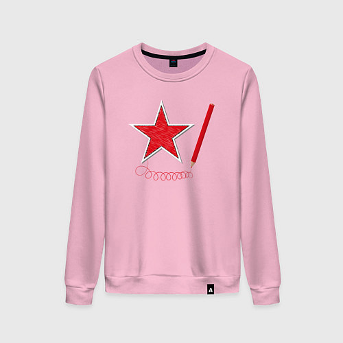 Женский свитшот Красная звезда и карандаш / Светло-розовый – фото 1