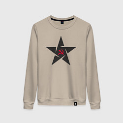 Свитшот хлопковый женский Black star USSR, цвет: миндальный