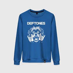 Свитшот хлопковый женский Deftones rock dog, цвет: синий