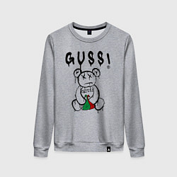Свитшот хлопковый женский Гусси - мишка с гусями, цвет: меланж