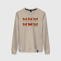 Свитшот хлопковый женский Эмоции лисички, цвет: миндальный