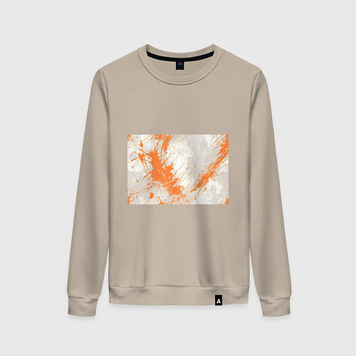 Женский свитшот Оранжевая краска на белом / Миндальный – фото 1