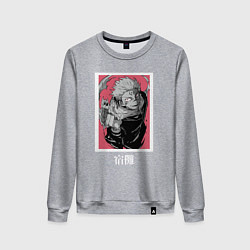 Свитшот хлопковый женский Магическая битва Сукуна розовый фон, цвет: меланж