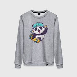 Свитшот хлопковый женский Skater panda, цвет: меланж