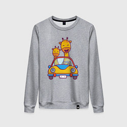 Свитшот хлопковый женский Жирафы в автомобиле, цвет: меланж