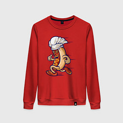 Свитшот хлопковый женский Повар хот-дог, цвет: красный