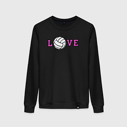 Свитшот хлопковый женский Love volley, цвет: черный