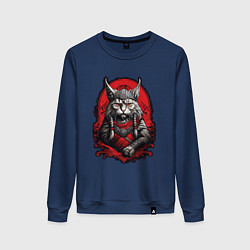 Свитшот хлопковый женский Кот викинг, цвет: тёмно-синий