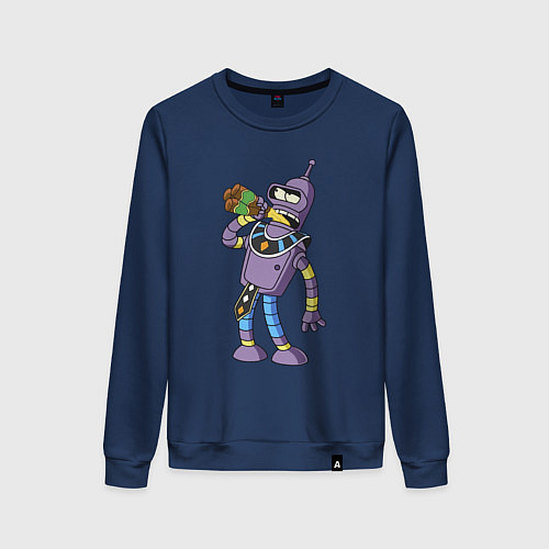 Женский свитшот Bender drink beer / Тёмно-синий – фото 1