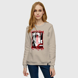 Свитшот хлопковый женский Cannibal corpse - woman face, цвет: миндальный — фото 2