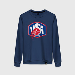 Свитшот хлопковый женский Баскетбол США, цвет: тёмно-синий